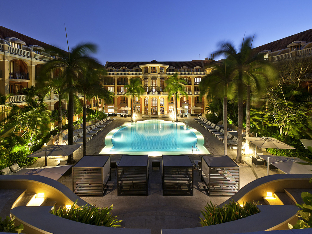 Sofitel Santa Clara hotel pool in Cartagena, Colombia. 